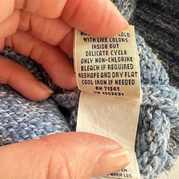 L.L. Bean Womens Cotton Sweater Marled Blue White Size Medium Item ID 501067 - Picture 8 of 9